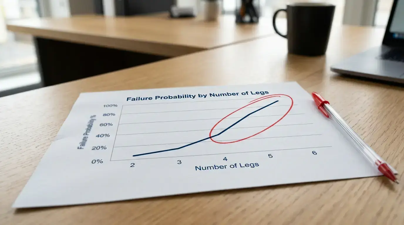 Visual representation of accumulator failure probability increasing with each additional leg
