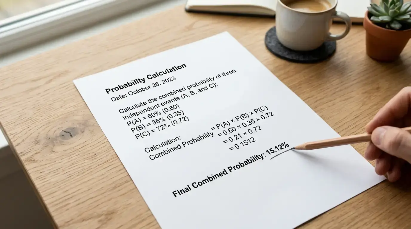 Mathematical probability calculation for cricket accumulator showing compounding loss risk