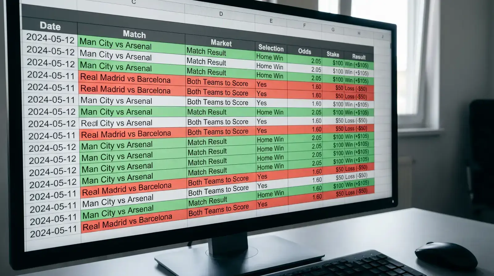 Detailed cricket betting tracking spreadsheet showing match data odds stakes and outcomes