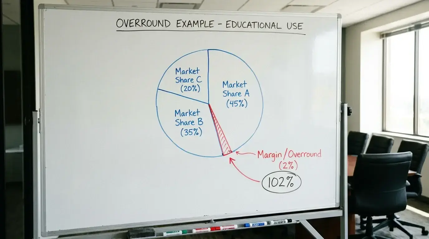 Visual explanation of bookmaker margin showing combined implied probabilities exceeding 100 percent
