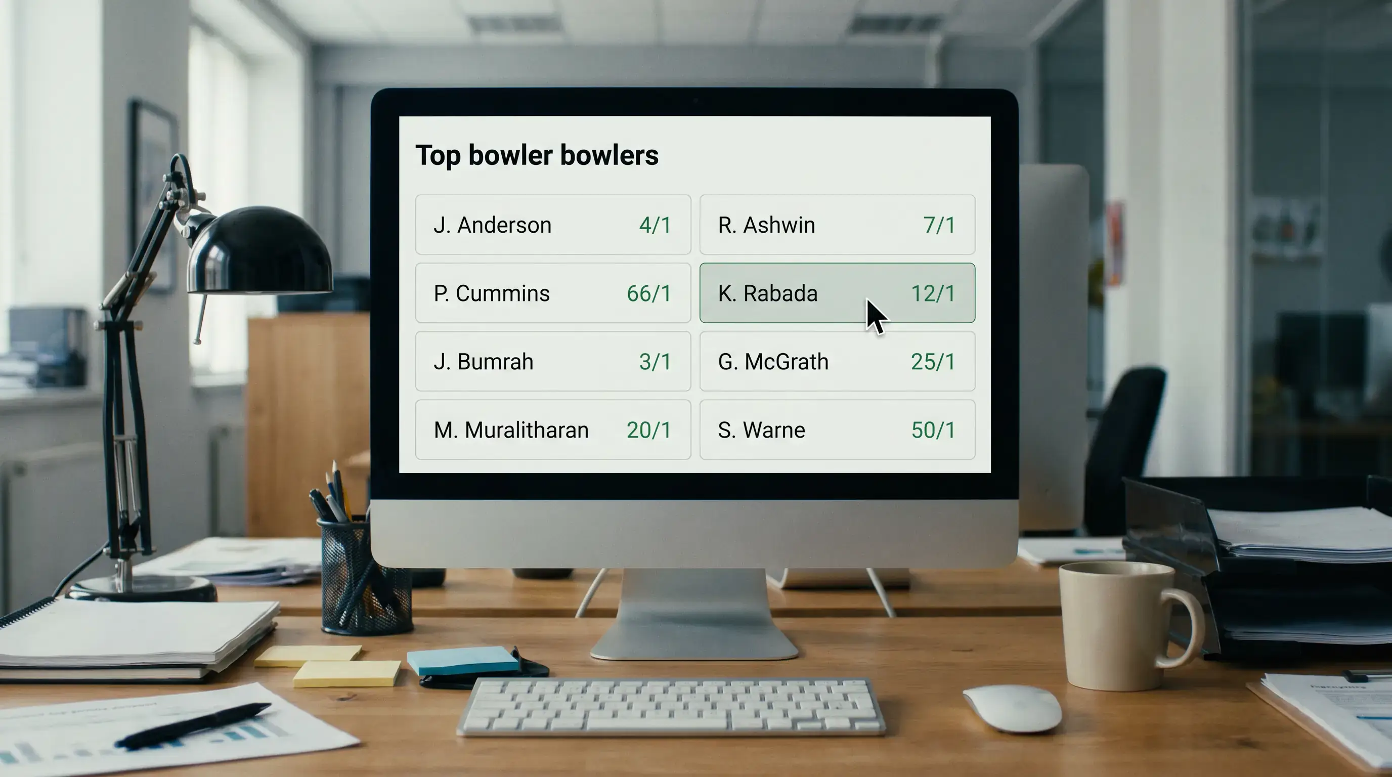 Top bowler market odds showing pricing variance due to noisy wicket-taking statistics