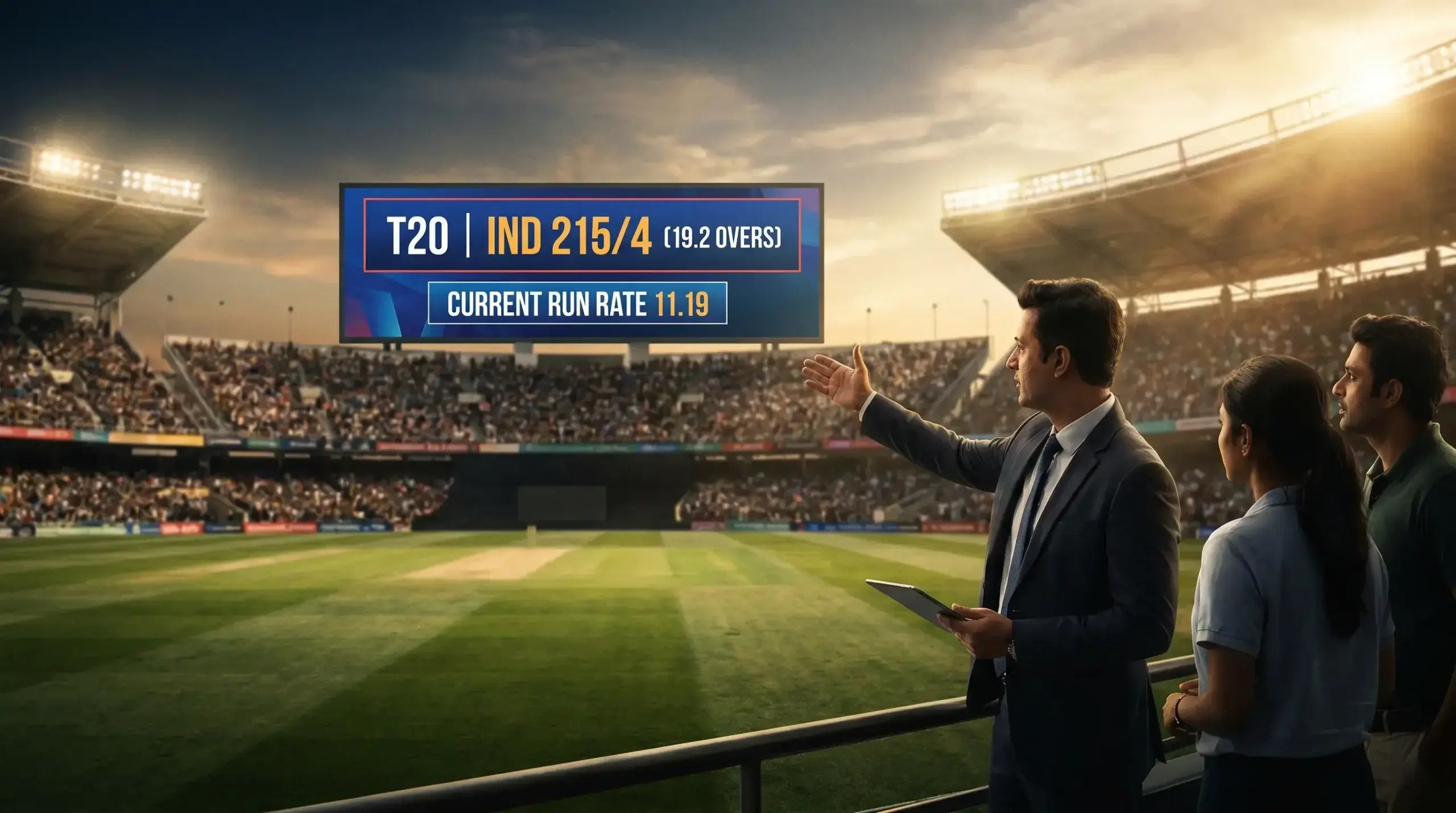 Cricket scoreboard showing high run total in T20 match with total runs betting analysis context