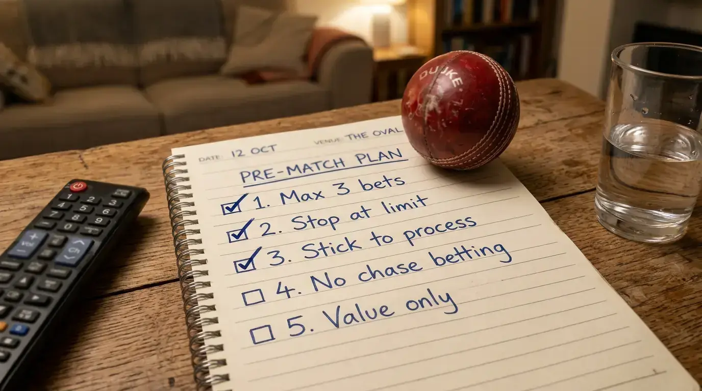 Written in-play betting plan with pre-set rules for live cricket wagers