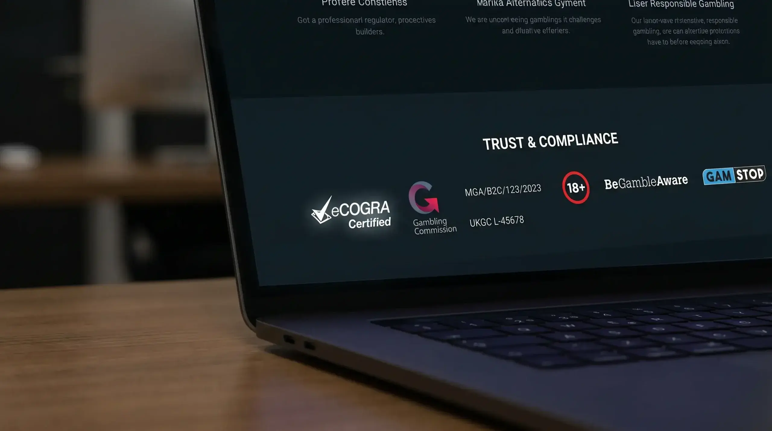 UKGC licence badge and responsible gambling certifications displayed on betting platform