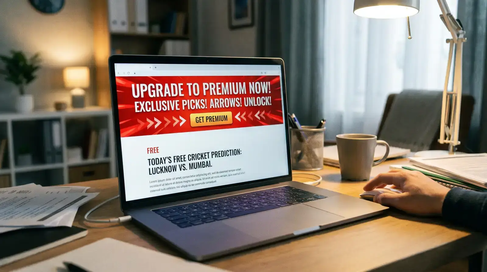 Free cricket tips service upselling to paid subscription showing typical monetisation funnel