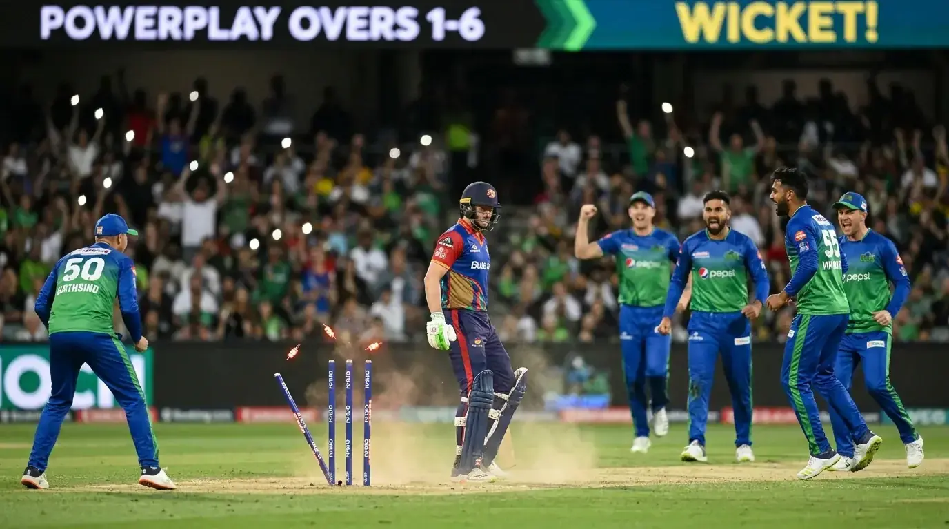 Cricket powerplay wickets market showing early dismissal probability based on bowling matchup