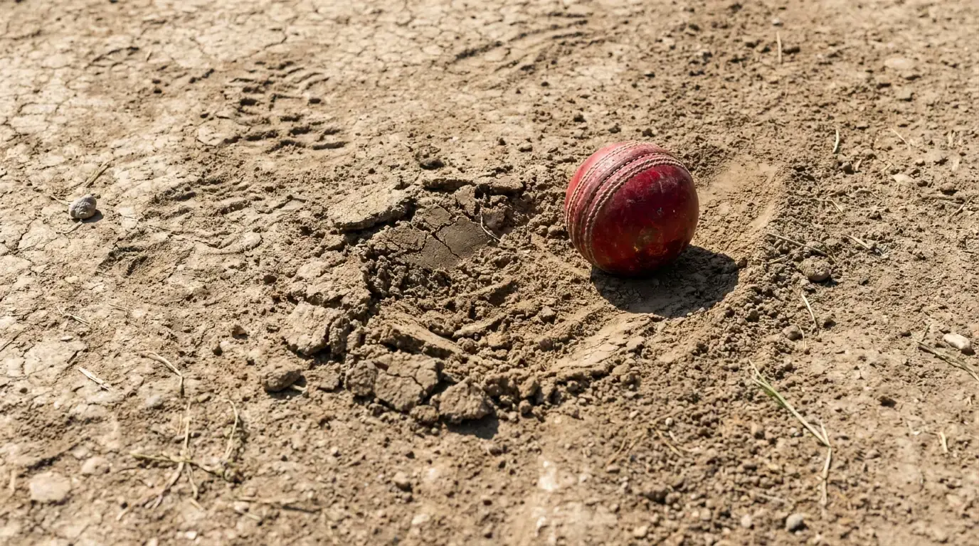 Dry worn cricket pitch showing cracks and dust ideal for spin bowling betting selections