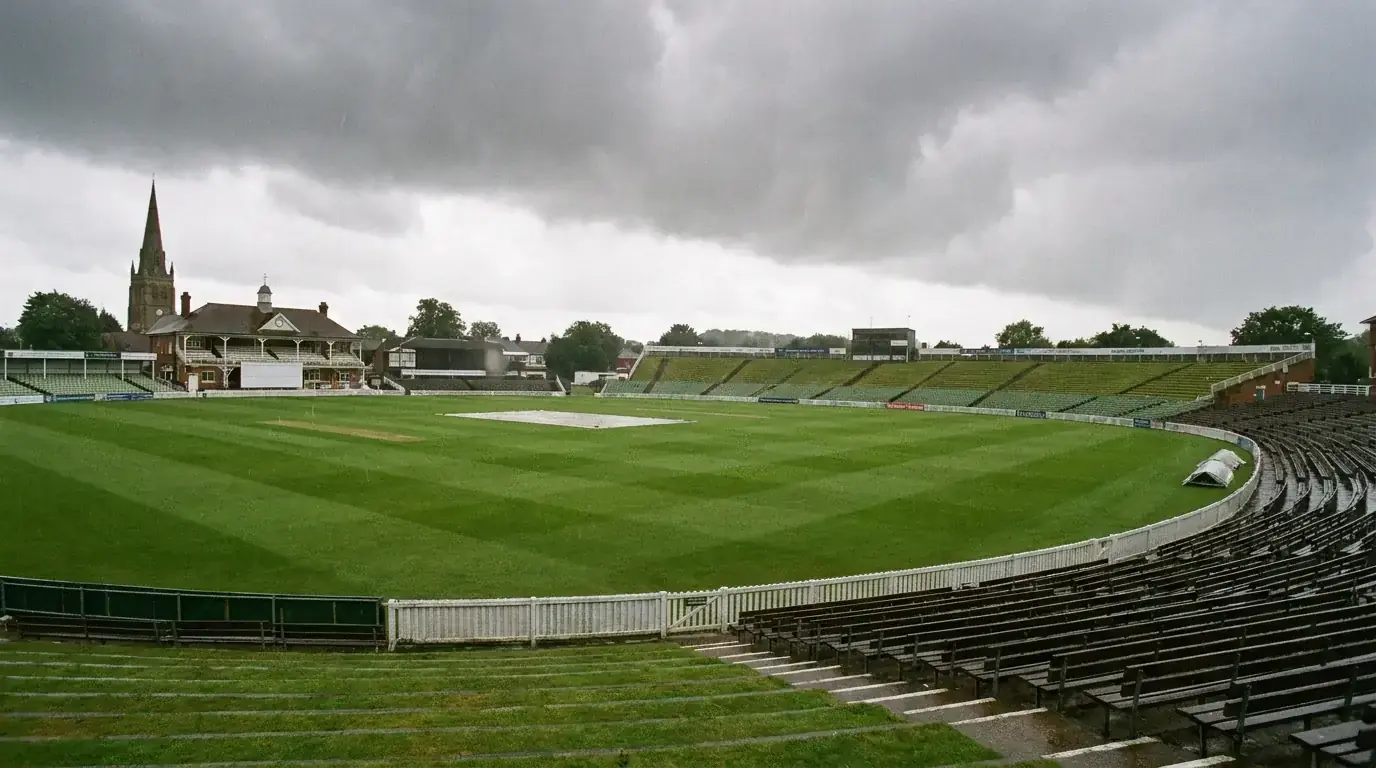 Test cricket ground with overcast sky showing conditions typical for drawn match outcomes