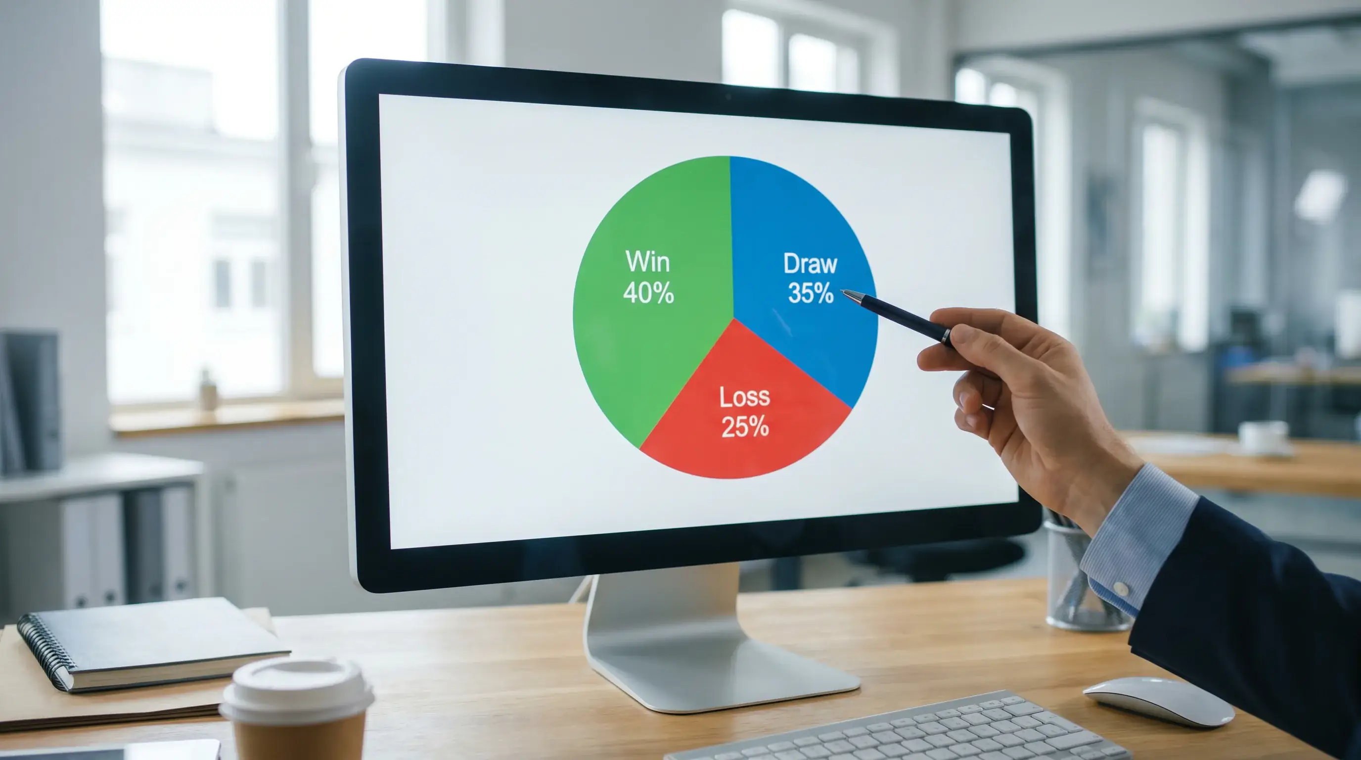 Cricket analyst studying Test match probability model showing win draw and loss outcomes